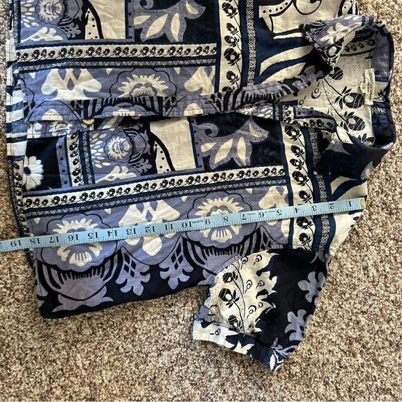 Christian Siriano Women’s Blue Floral Short Sleeve Linen/Rayon Shirt Size Small - Picture 10 of 10